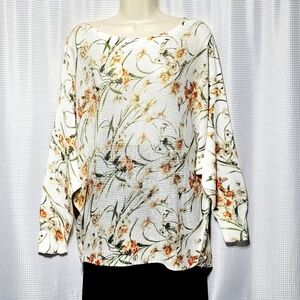 Collezioni Leonardo White Open Knit Floral Sweater Made in Italy (L)